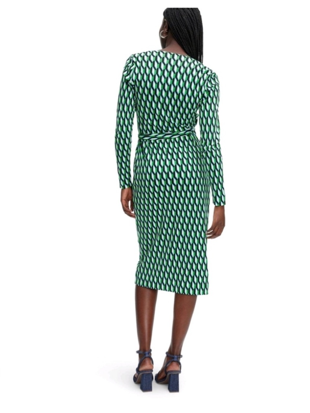 Diane Von Furstenburg x Target Green Patterned Wrap Midi Dress size XS - Picture 3 of 7